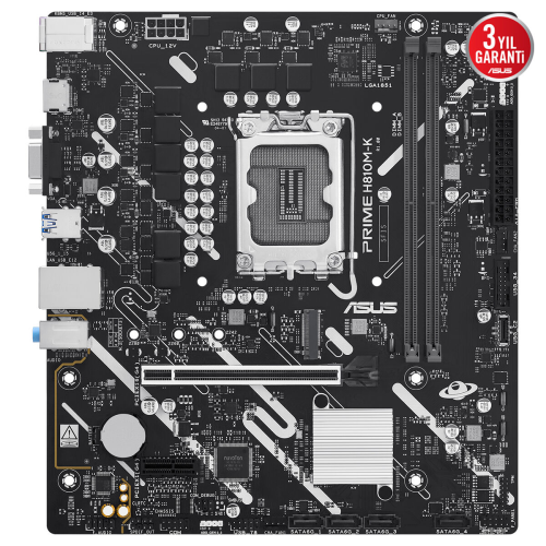 ASUS PRIME H810M-K, 2xDDR5, M.2, HDMI, D-SUB, LGA1851 Soket, ATX Anakart