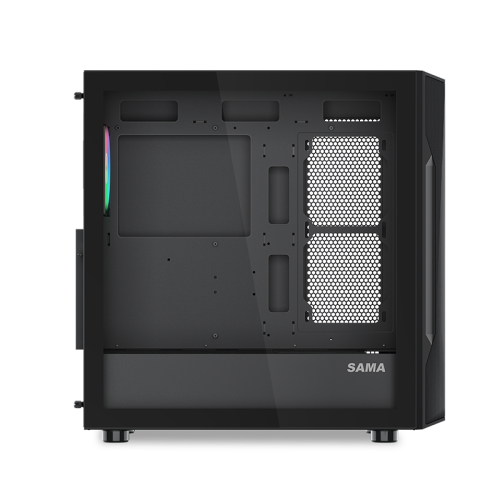 SAMA S40BK Black, H700BK 700W, 80 PLUS, Tempered Glass Panel, Mesh Ön Panel, Type-C, 4x120mm ARGB Fan, ATX, GAMING KASA