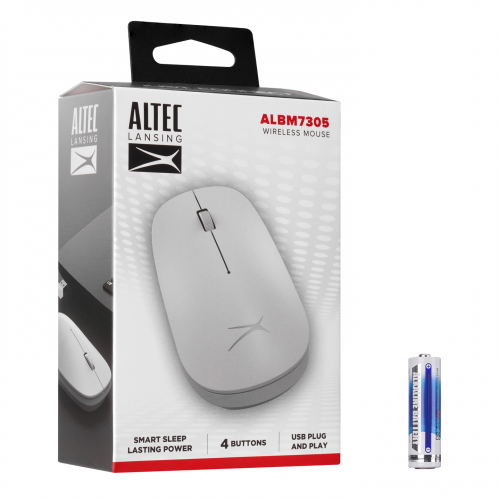 Altec Lansing ALBM7305, Beyaz, 2.4GHz, USB,  1600DPI, Kablosuz Optik Mouse