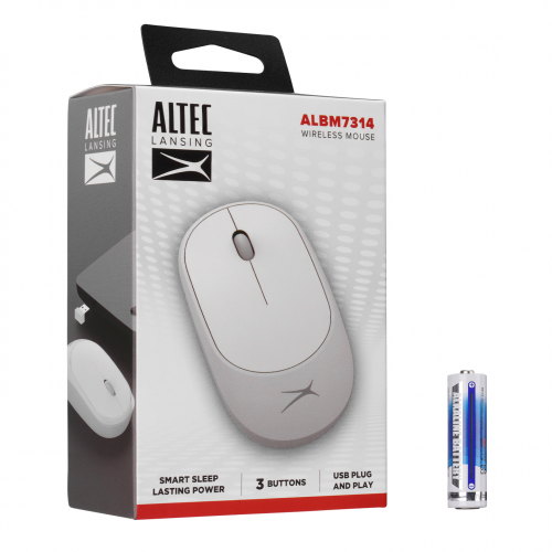 Altec Lansing ALBM7314, Beyaz, 2.4GHz USB, 1200DPI, Kablosuz Optik Mouse