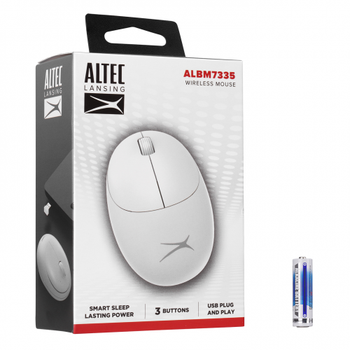 Altec Lansing ALBM7335, Beyaz, 2.4GHz USB,  1200DPI, Kablosuz Optik Mouse