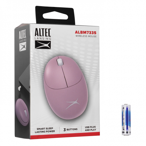 Altec Lansing ALBM7335, Pembe, 2.4GHz USB,  1200DPI, Kablosuz Optik Mouse