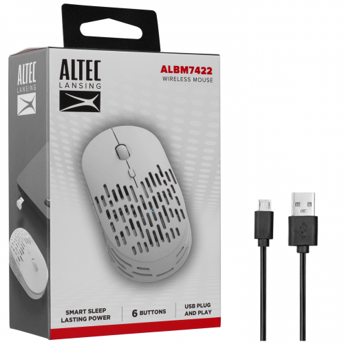 Altec Lansing ALBM7422, Beyaz, 2.4GHz, Şarj Edilebilir, 1600DPI, Kablosuz Optik Mouse