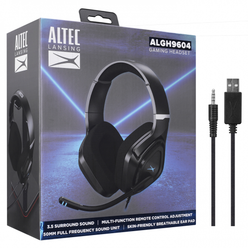 Altec Lansing ALGH9604, Siyah, PS4/XBOX/Mobil Uyumlu, USB+3.5mm, Rainbow Aydınlatma, USB Kablolu, Gaming Mikrofonlu Kulaklık