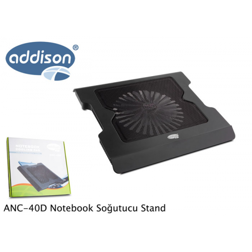 ADDISON ANC-40D, 20cm Fan, 10&quot;-16&quot; Notebook Soğutucu, 4 USB 2.0 Giriş, Mavi Ledli Fan(Siyah)