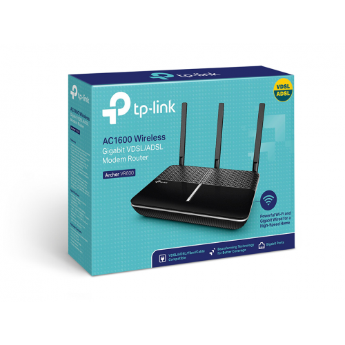 TP-LINK ARCHER VR600, AC1600, 4 Port GigaBit, Dual Band Wifi, 1600Mbps, 3xAnten, 3G-4G USB Desteği, VDSL2, ADSL2+ MODEM
