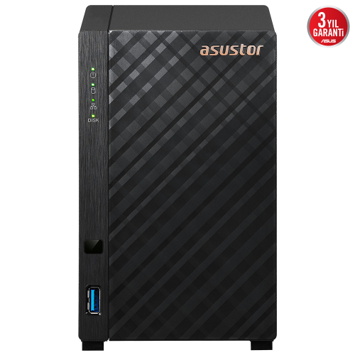 ASUSTOR AS1102TL, 1Gb DDR4 Ram, 2 Yuvalı (2x22TB Destek), 1x2.5GbE Network, USB 3.2, USB 2.0, Tower NAS (Yedekleme) Cihazı