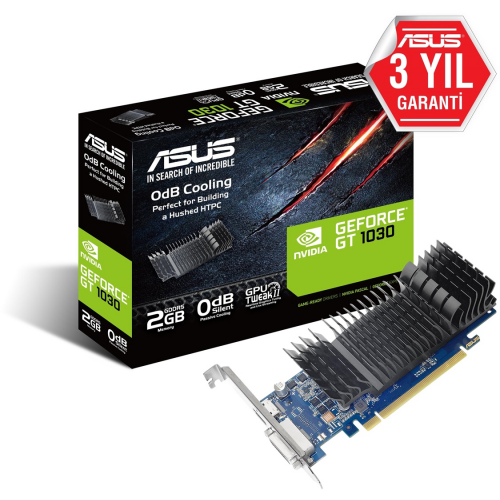 ASUS GT1030-SL-2G-BRK, 2Gb, GDDR5, 64Bit, 1xDVI, 1xHDMI, GAMING Ekran Kartı