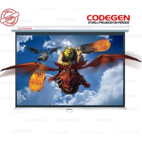 Codegen AX-20 STORLU PROJEKSİYON PERDESİ 200x200 (Arkası Siyah Fonlu - Duvar/Tavan Asılabilir)