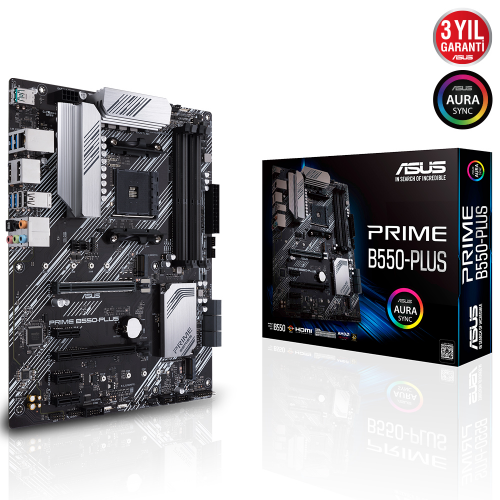 ASUS PRIME B550-PLUS, 4xDDR4, 2xM.2, HDMI, DP, Type-C, AM4 Soket Anakart
