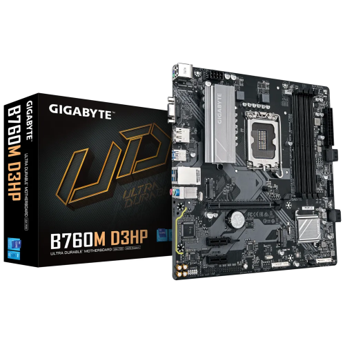 GIGABYTE B760M D3HP DDR5, 4xDDR5, 2xM.2, DP, HDMI, VGA, 12-13.14.Nesil, LGA1700 Soket, Anakart