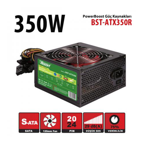 PowerBoost BST-ATX350R 350W, Sata, 12cm Fan,  BOX PSU