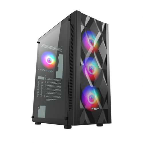 FSP CMT395A Mid Tower, 850W 80+ Bronze, Siyah, Temperli Cam, RGB, ATX GAMING KASA