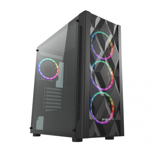 FSP CMT595AL Mid Tower, 650W 80+ Bronze, Siyah, Temperli Cam, RGB, ATX GAMING KASA