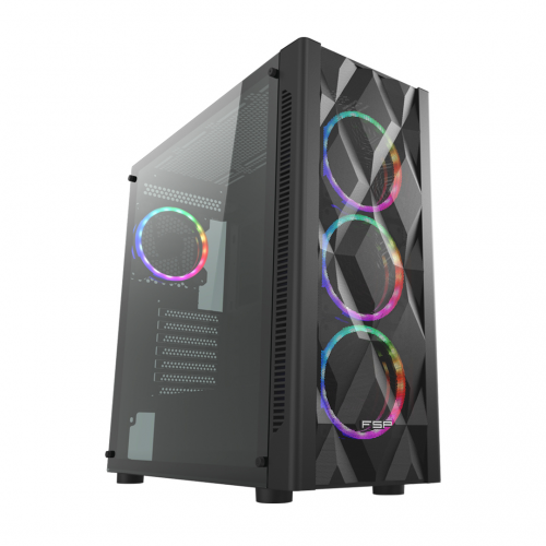 FSP CMT595AL Mid Tower, 850W 80+ Bronze, Siyah, Temperli Cam, RGB, ATX GAMING KASA