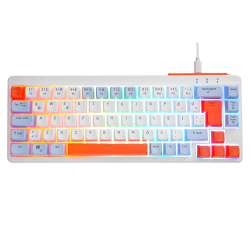 ACER eMachines, EAK810, Beyaz, USB Kablolu, Rainbow Backlight, Membran Renkli Tuşlar, Türkçe Q, 68 Tuşlu, Gaming Klavye