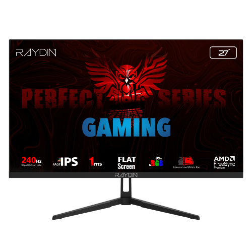 RAYDIN EC27DFI-240HZ, 27", 1ms, 240Hz, Full HD, 350 nits, HDMI, DP, IPS LED, Flat, Frameless, FreeSync Gaming Monitör