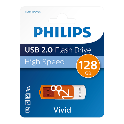 PHILIPS FM12FD05B, 128GB, USB 2.0, Vivid, Turuncu, Flash Disk