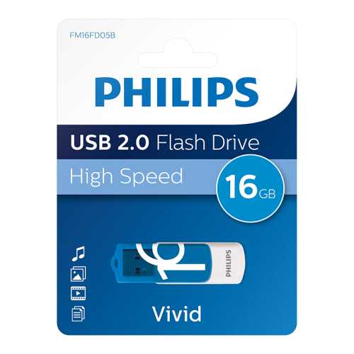 PHILIPS FM16FD05B, 16GB, USB 2.0, Vivid, Okyanus Mavisi, Flash Disk
