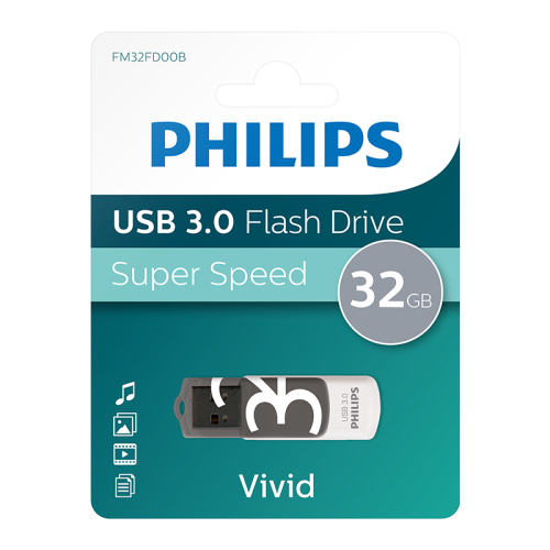 PHILIPS FM32FD00B, 32GB, USB 3.0, Vivid, Gölge Grisi, Flash Disk