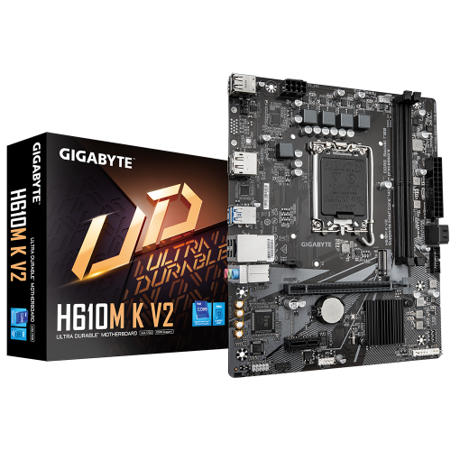 GIGABYTE H610M K V2, rev.1.0, 2xDDR5, M.2, DP, HDMI, 12-13.Nesil, LGA1700 Soket, Anakart