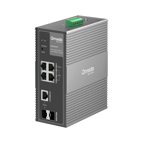 Omada IES206GPP Industrial, 6 Port Gigabit, 1Port Poe++, 3 Port Poe+, 1 Port Gigabit Combo SFP, 120W, Yönetilebilir, Endüstriyel Switch