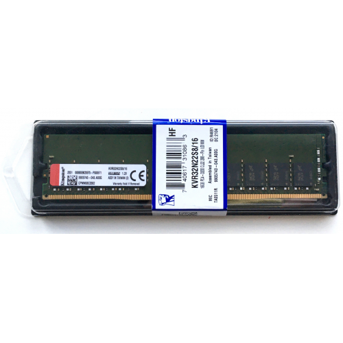 KINGSTON KVR32N22S8/16, 16Gb, 3200Mhz, DDR4, CL22, Desktop RAM