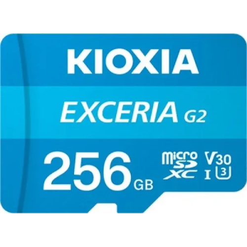 KIOXIA 256GB ExceriaG2, LMEX1L256GG2, U1 V30 4K,  CL10, 100Mb/s, MicroSD Kart Bellek (SD Adaptörlü)