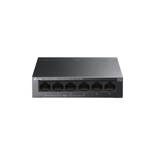 TP-LINK LS106P, Green Tech, 6 Port, MeggaBit, 4 Port PoE+ 65W, Metal Kasa, Yönetilemez, Masaüstü Switch