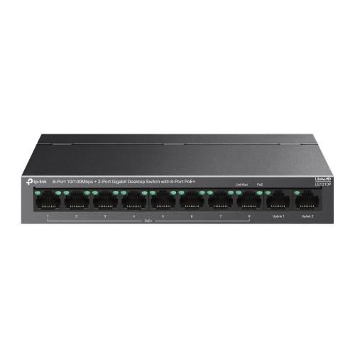 TP-LINK LS1210P, 8 Port Poe Megabit, 2 Port Gigabit, 96W, Yönetilemez Masaüstü Switch