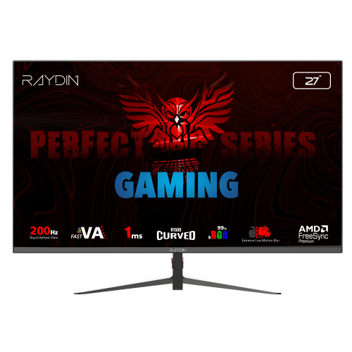 RAYDIN MM27RFA-200HZ, 27", 1ms, 200Hz, Full HD, 2xHDMI, DP, VA LED, R1500 Curved, Frameless, FreeSync Gaming Monitör