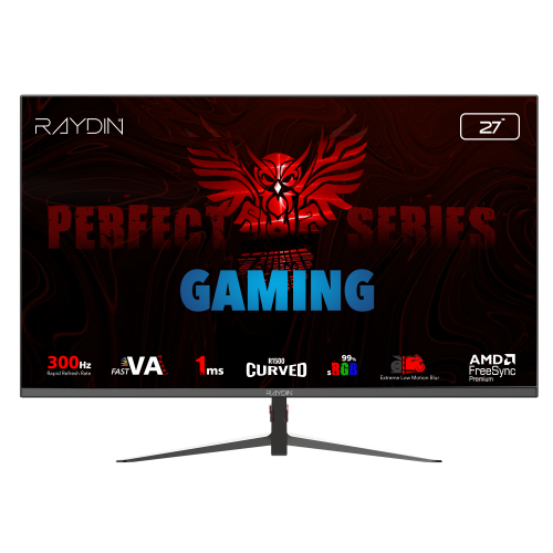 RAYDIN MM27RFA-300HZ, 27", 1ms, 300Hz, Full HD, 2xHDMI, DP, VA LED, R1500 Curved, Frameless, FreeSync Gaming Monitör