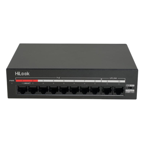 HILOOK NS-0110MP-60, 8 Port, Megabit, PoE 60W, 2 Port Megabit Uplink, Yönetilemez, Masaüstü Switch