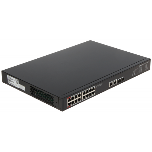 DAHUA PFS3220-16GT-240, 16 Port, GigaBit, 16 Port PoE, 240W, +2 Port GigaBit Uplink, +2 Port Combo SFP, Yönetilemez, Rack Mount Switch