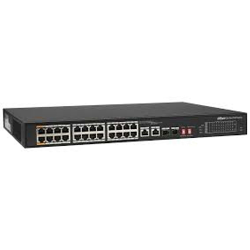 DAHUA PFS3226-24ET-240, 24 Port, MegaBit, 24 Port PoE, 240W, +2 Port Combo SFP, Rack Mount Switch