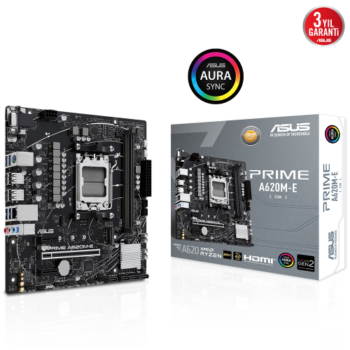 ASUS PRIME A620M-E-CSM, 2xDDR5, 1x M.2, D-SUB, DP, HDMI, AM5 Soket Anakart