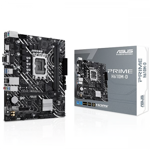 ASUS PRIME H610M-D, 2xDDR5, M.2, D-SUB, HDMI, RS232 Port, 12-13.Nesil, LGA1700 Soket, Anakart