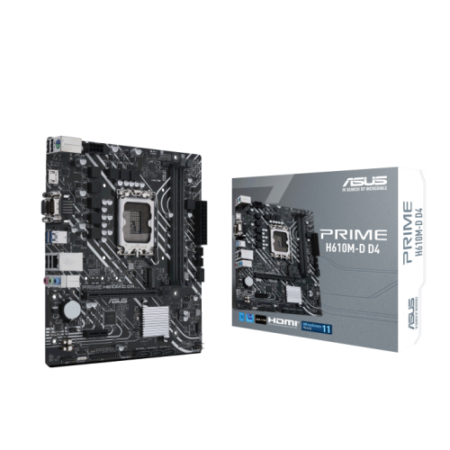 ASUS PRIME H610M-D D4, 2xDDR4, M.2, D-SUB, HDMI, RS232 Port, 12-13.Nesil, LGA1700 Soket, Anakart