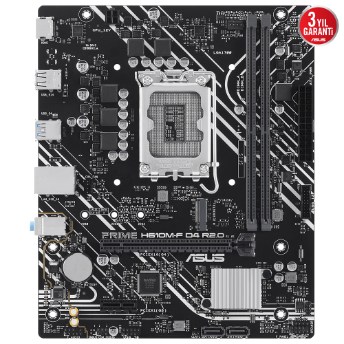ASUS PRIME H610M-F D4 R2.0-SI, 2xDDR4, M.2, HDMI, 12-13.14.Nesil, LGA1700 Soket, Anakart (Bulk)