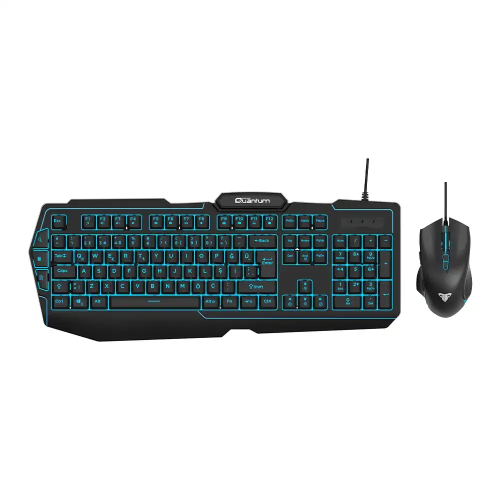 QUANTUM QG-Q6168, USB Kablolu, 3 Renk Arkadan Aydınlatmalı, Türkçe Q, 3600Dpi Mouse, Gaming Klavye Mouse Set (Siyah)