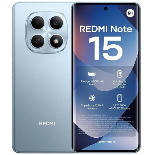 XIAOMI Redmi Note 15, Glacier Blue, 256GB, 8Gb Ram, 8 Çekirdek, 6,77inc Ekran, 20Mpix Ön, 108Mpix Arka Kamera, Türkiye Garantili, Cep Telefonu