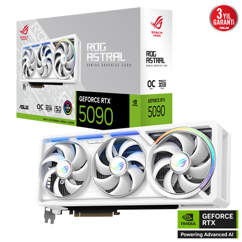 ASUS ROG-ASTRAL-RTX5090-O32G-WHITE, 32Gb, 512Bit, GDDR7, 2xHDMI, 3xDP GAMING Ekran Kartı