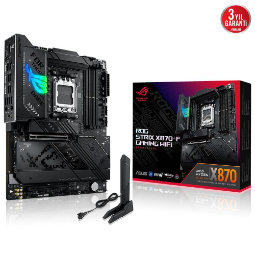 ASUS ROG STRIX X870-F GAMING WIFI, 4xDDR5, 4xM.2, HDMI, DP, Type-C, Wi-Fi 7, Bluetooth v5.4, AM5 Soket GAMING Anakart