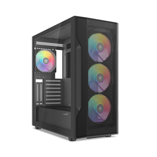 SAMA S40BK Black, H700BK 700W, 80 PLUS, Tempered Glass Panel, Mesh Ön Panel, Type-C, 4x120mm ARGB Fan, ATX, GAMING KASA