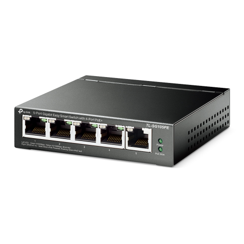 TP-LINK OMADA TL-SG105PE, 5 Port, GigaBit, Metal Kasa, 4 Port Poe, 65W, Easy Smart, Yönetilebilir, Masaüstü Switch