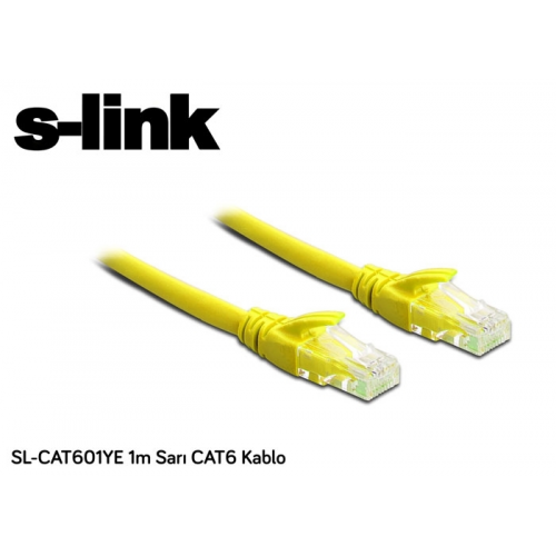 S-Link SL-CAT601YE, CAT6 Patch, 1Mt Kablo (Sarı)