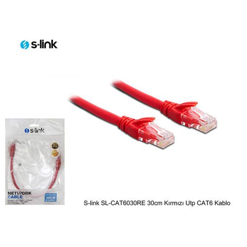 S-Link SL-CAT6030 CAT6 Patch 30CM Kablo (Kırmızı)