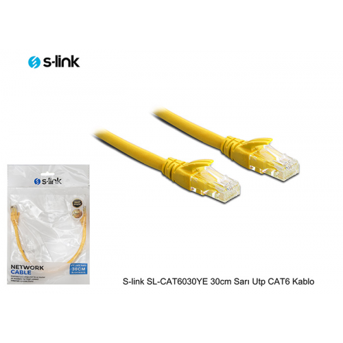 S-Link SL-CAT6030 CAT6 Patch 30CM Kablo (Sarı)