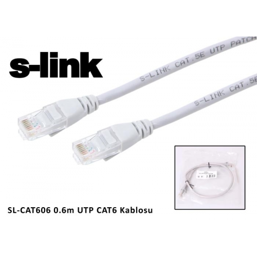 S-Link SL-CAT606 CAT6 Patch 60CM Kablo (Gri)