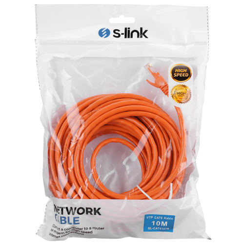 S-LINK SL-CAT610TR, CAT6, Patch, 10Mt, Kablo (Turuncu)